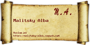 Malitsky Alba névjegykártya